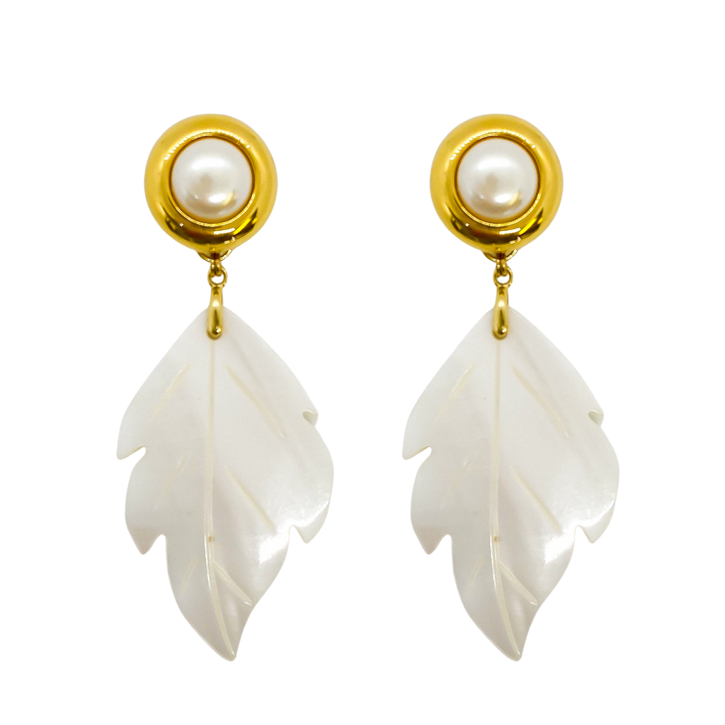 Pearly Leaf Earrings | Anoushka Van Rijn NZ Jewellery Designer 