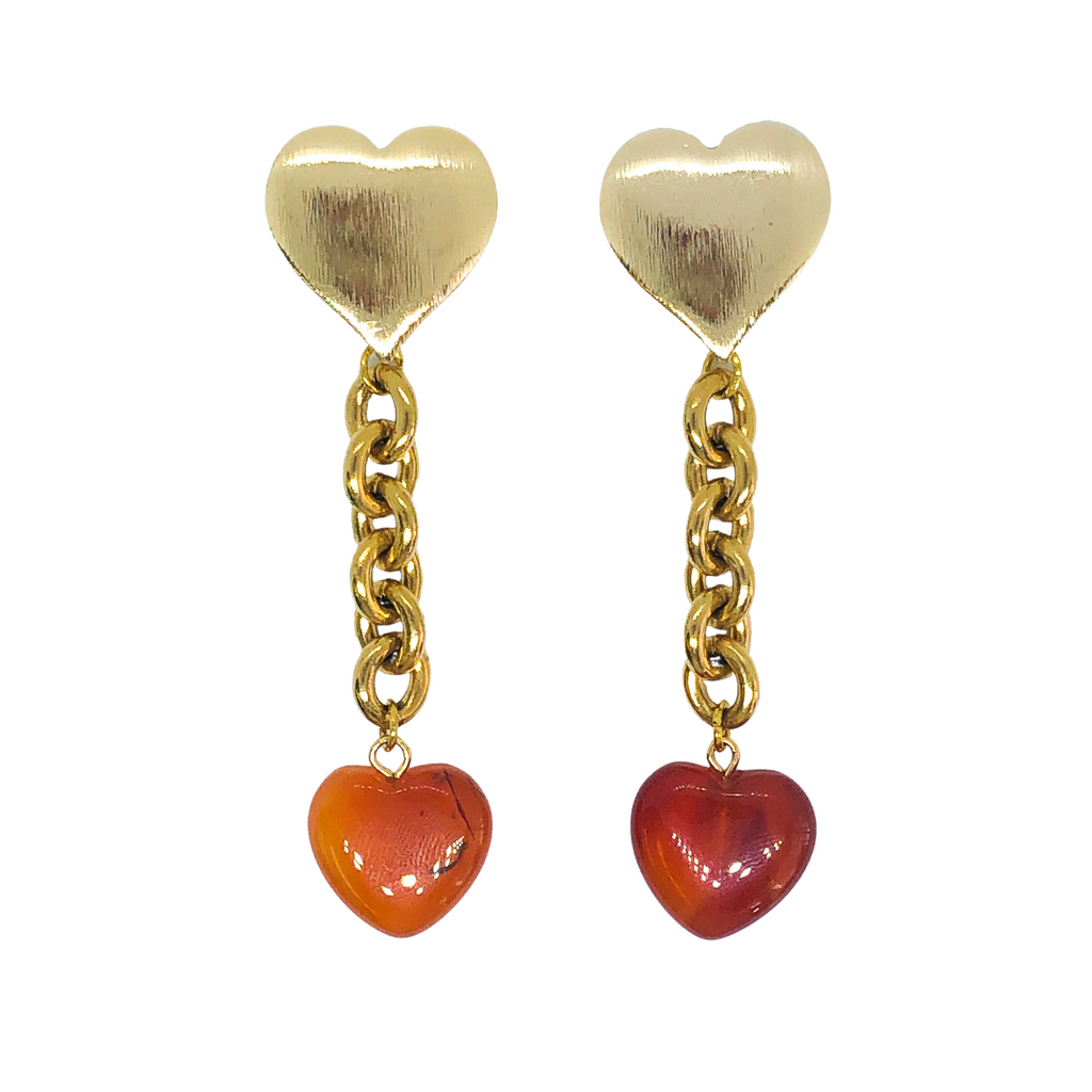 Orange Heart Earrings | Anoushka Van Rijn NZ Jewellery Designer 