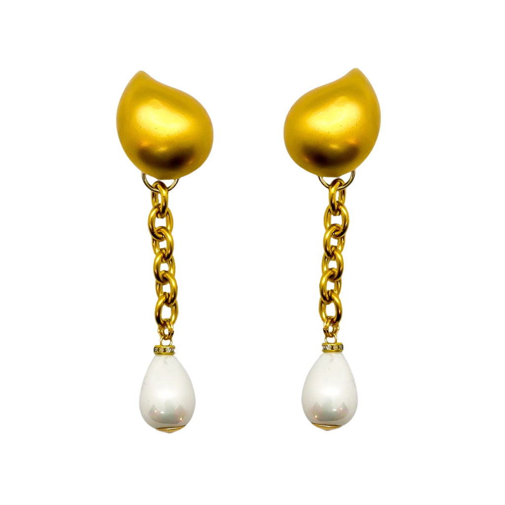 Golden Drop Earrings | Anoushka Van Rijn NZ Jewellery Designer 