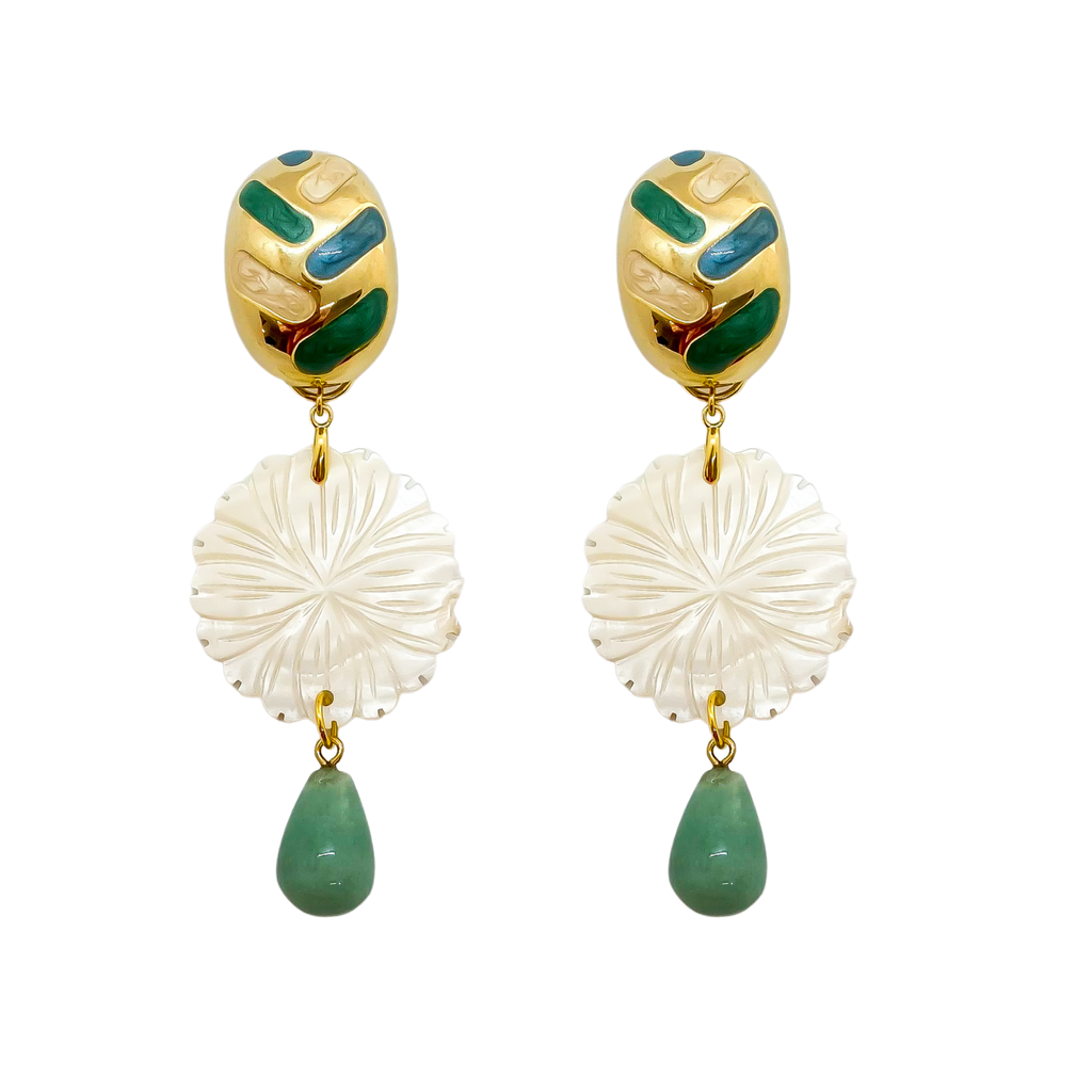Golden Green Earrings | Anoushka Van Rijn NZ Jewellery Designer 