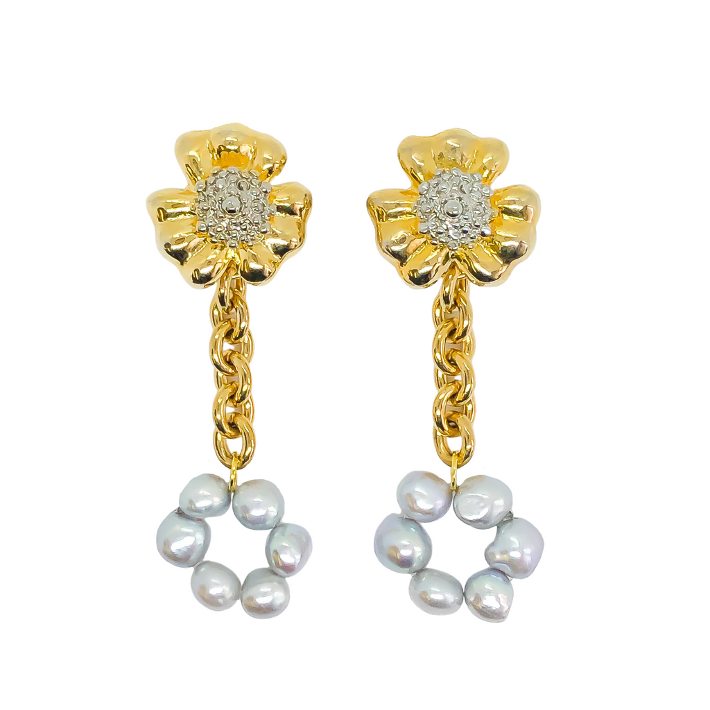 Floral Pearl Earrings | Anoushka Van Rijn NZ Jewellery Designer 