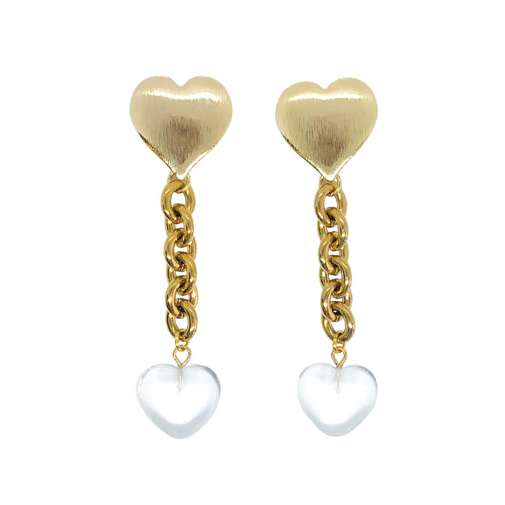 Clear Heart Earrings | Anoushka Van Rijn NZ Jewellery Designer 