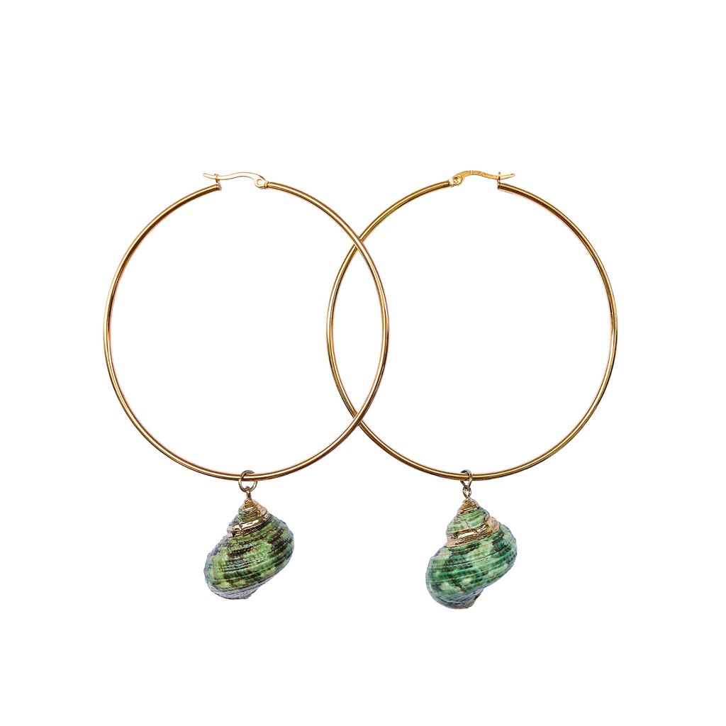 Green Rosy Hoop Earrings | Anoushka Van Rijn NZ Jewellery Designer 