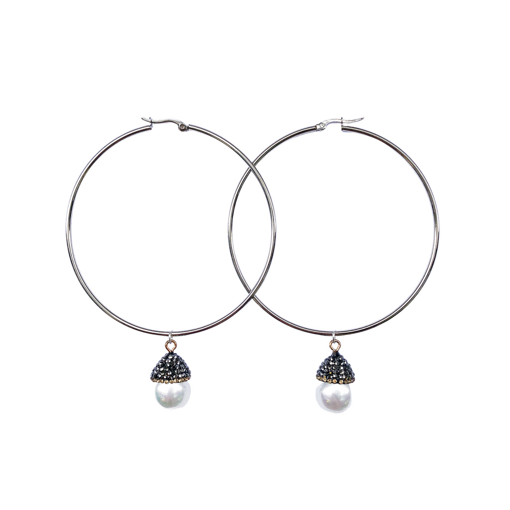 Pearl Hoop Earrings | Anoushka Van Rijn NZ Jewellery Designer 